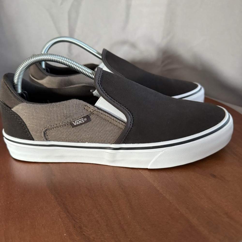 Vans Asher Deluxe Slip On Coffee Brown Cozy Knit Suede Skater Sneakers Men's 9.0